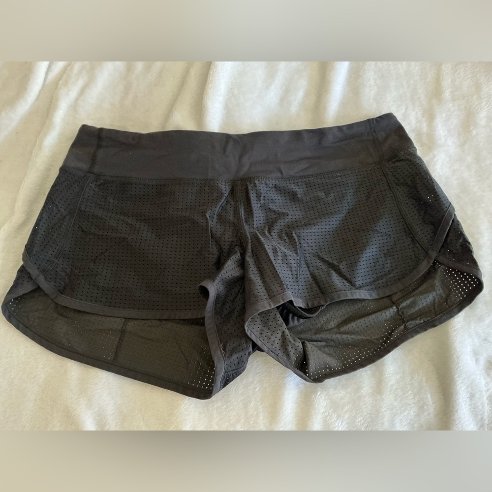 Lululemon Speed Up Mesh Shorts Black Perforated Running Athletic Women Size 10